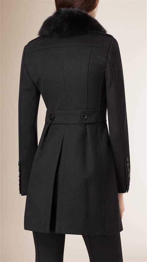 burberry virgin wool cashmere coat with fox fur collar|Burberry wool coats for women.